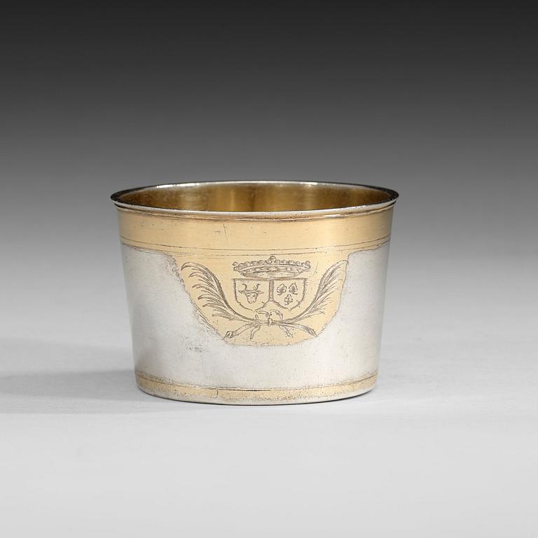 A Swedish 17th century parcel-gilt beaker, marks of Michel Pohl d.ä., Stockholm, before 1689.