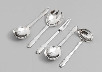 GEORG JENSEN, serveringsbestick, 5 delar, "Kugel", Köpenhamn 1945-77, sterling.