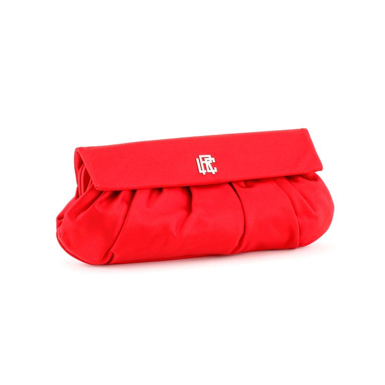 RALPH LAUREN, a red silk evening clutch.