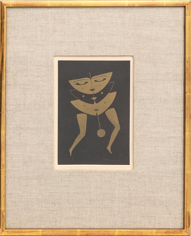 Max Walter Svanberg, gold on black signed and dated 59.