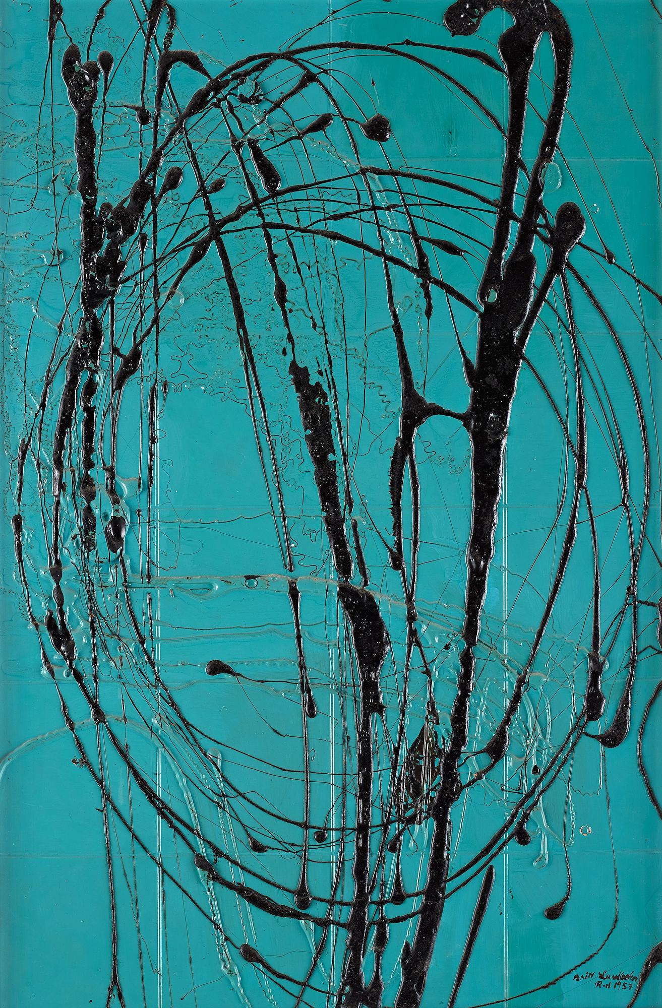 BRITT LUNDBOHM-REUTERSVÄRD, mixed media on panel, signed and dated 1957.