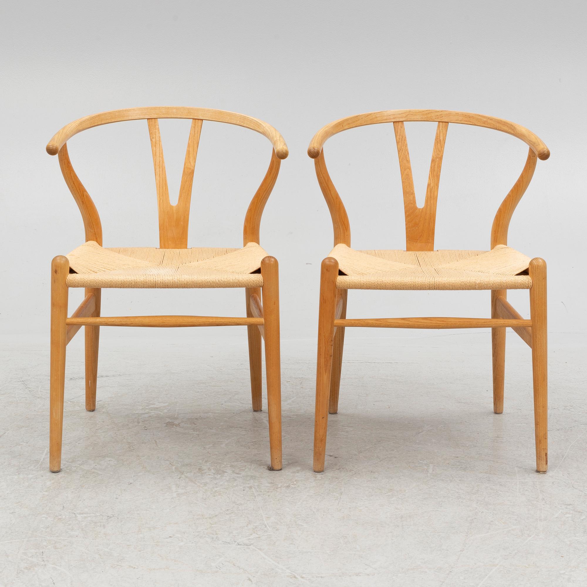 Hans J. Wegner, stolar, 6 st, "Y-stolen" modell CH-24, Carl Hansen & Søn, Danmark.
