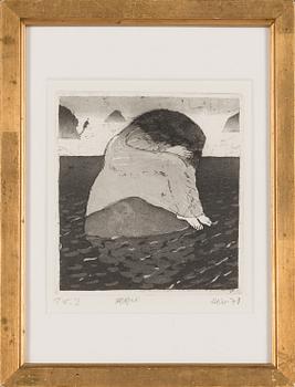 Outi Heiskanen, etching, signed and dated -78, marked TV. 3.