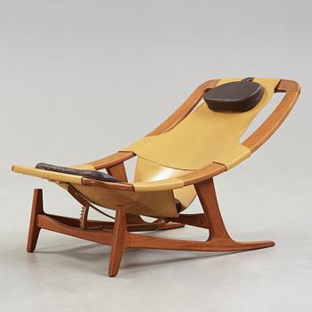 An Arne Tidemand Ruud 'Holmenkollen' teak and leather easy chair, Norcraft, Norway 1950-60's.