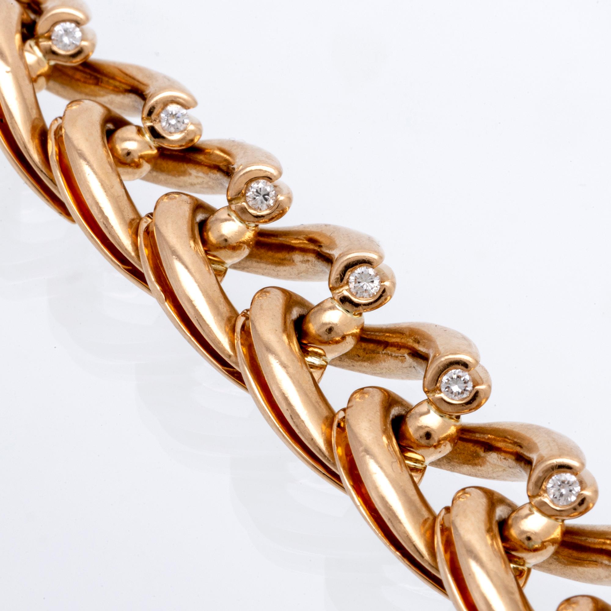 Armband 18K guld med briljanter ca 1 ct, 123,1 g, ca 18 x 1,5 cm,