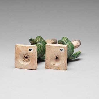 Two green glazed figures, Ming dynasty (1368-1644).