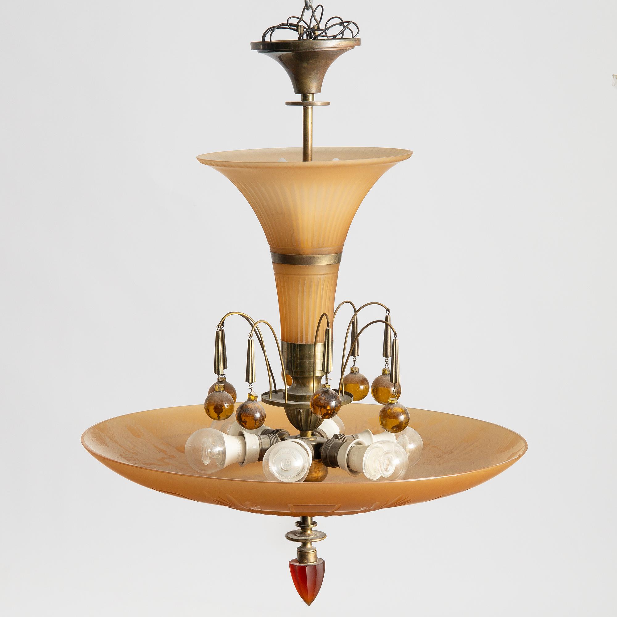 Harald Notini, a model "6658" ceilinglamp, Arvid Böhlmarks Lampfabrik, Stockholm, 1930s.