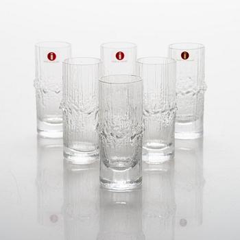 Tapio Wirkkala, snapsilasit, 6 kpl, "Niva", Iittala. Alkuperäislaatikossa.