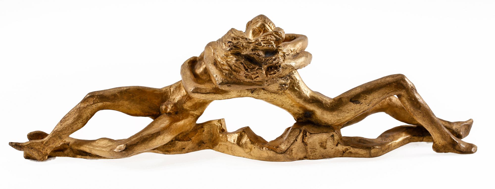 STIG BLOMBERG, skulptur, guldpatinerad brons. Sign och numr 2/16.