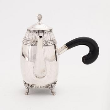 A Swedish Silver Empire Style small Coffee Pot, mark of Carl Neuendorff dy, Karlskrona 1889.