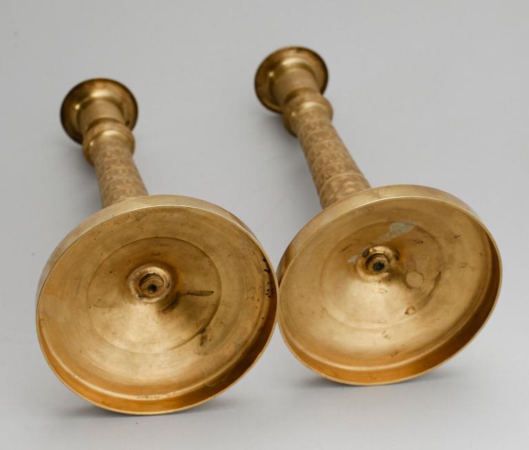 LJUSSTAKAR, 1 par, brons, empire, tidigt 1800-tal.