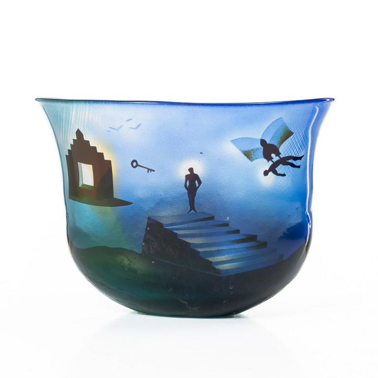 Bertil Vallien, a unique glass vase, Kosta Boda, Sweden, signed.