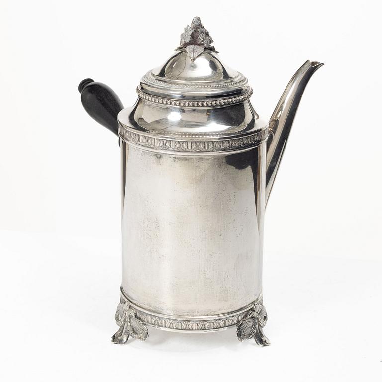 C.G. Hallberg, Coffee pot, silver, Gustavian style, Stockholm 1930.