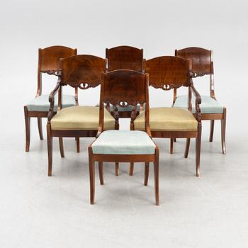 Four Empire chairs and two armchairs, Russia/Baltic, mid 19th century.