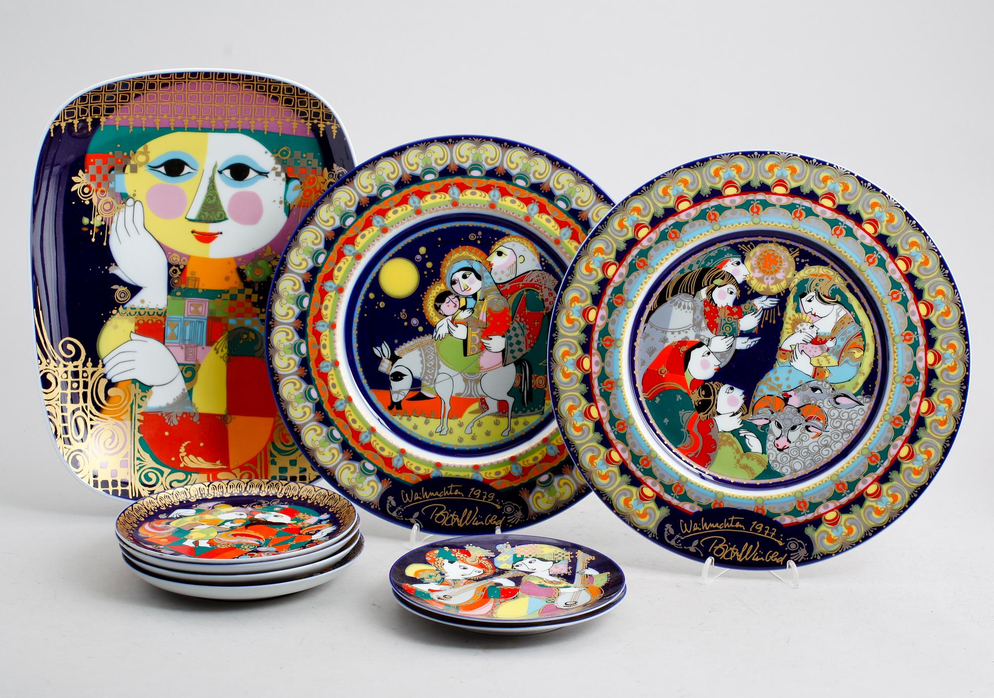 FAT, 9 delar, porslin, Björn Wiinblad, Rosenthal Studio-Line.