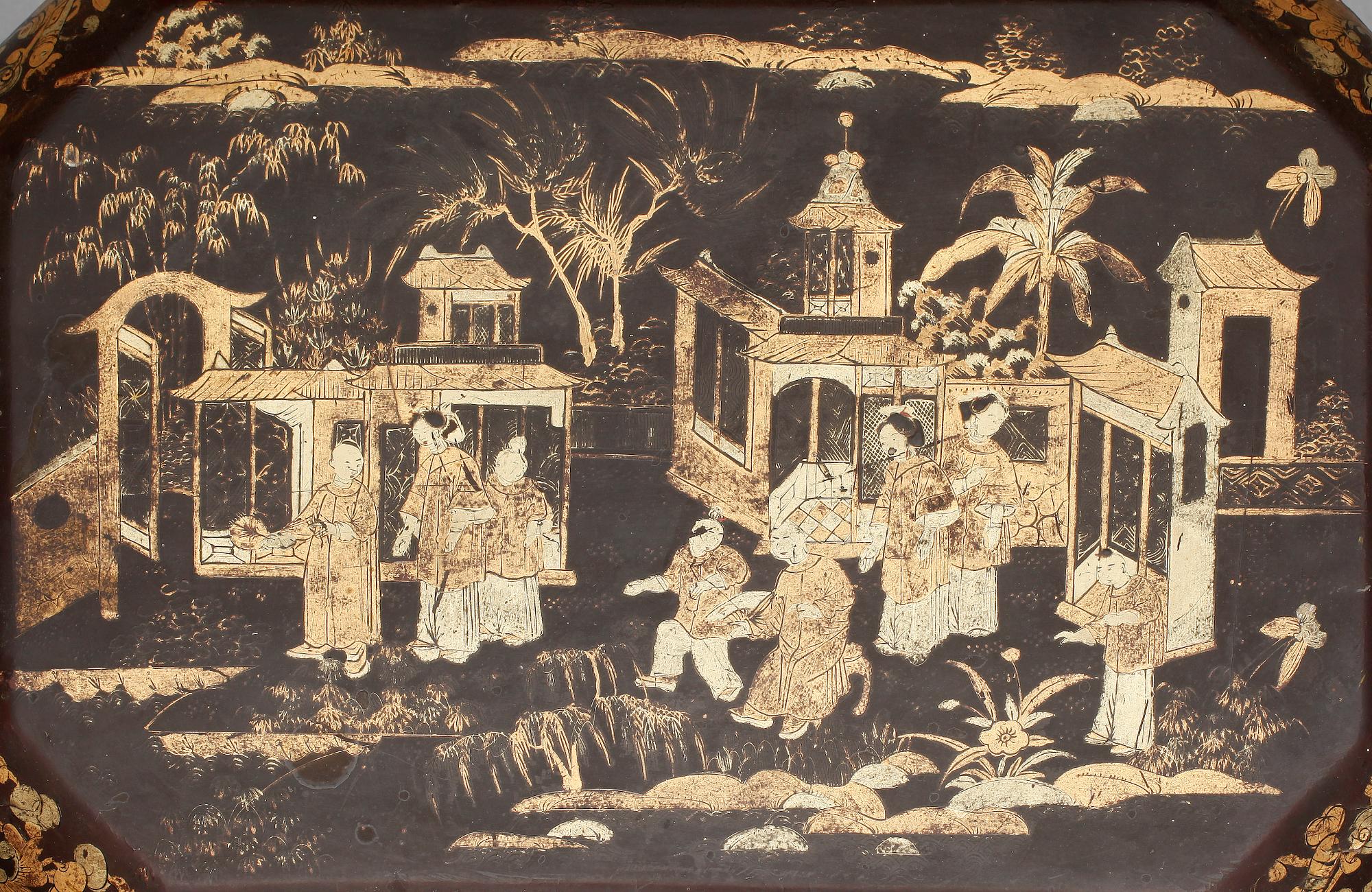 SCHATULL, lackerat trä. Qing dynastin, 1800-tal.