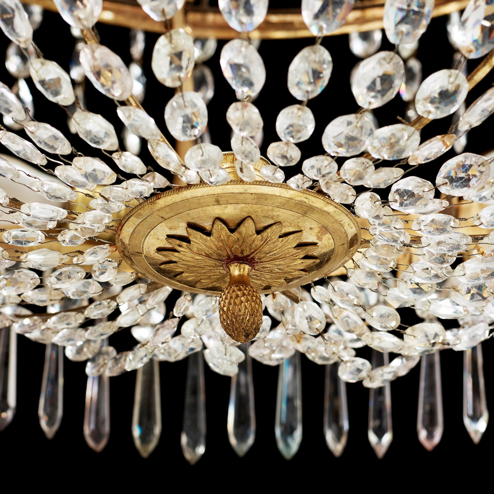 A late Gustavian circa 1800 seven-light chandelier.