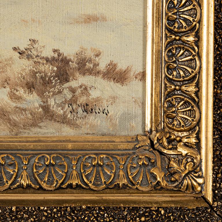 Okänd konstnär, 18/1900-tal, Jagad av vargar.