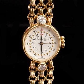 ARMBANDSUR, 18K guld med briljantslipade diamanter ca 0,60ct, Bernard Sylvain, Paris. Vikt ca 56g.