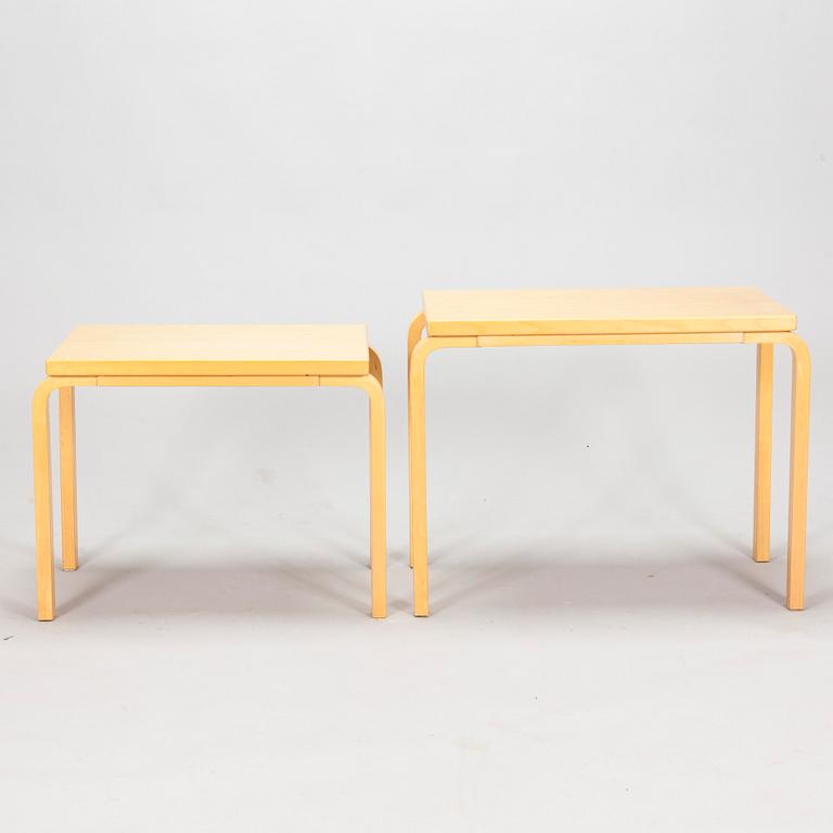 Alvar Aalto, two side tables, Artek, Finland 1980s.