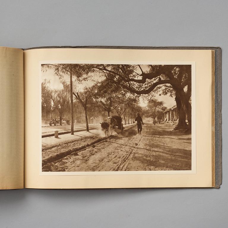 Two volumes of photo albums by Donald Mennie, 'Pictures of Peking', 1920.