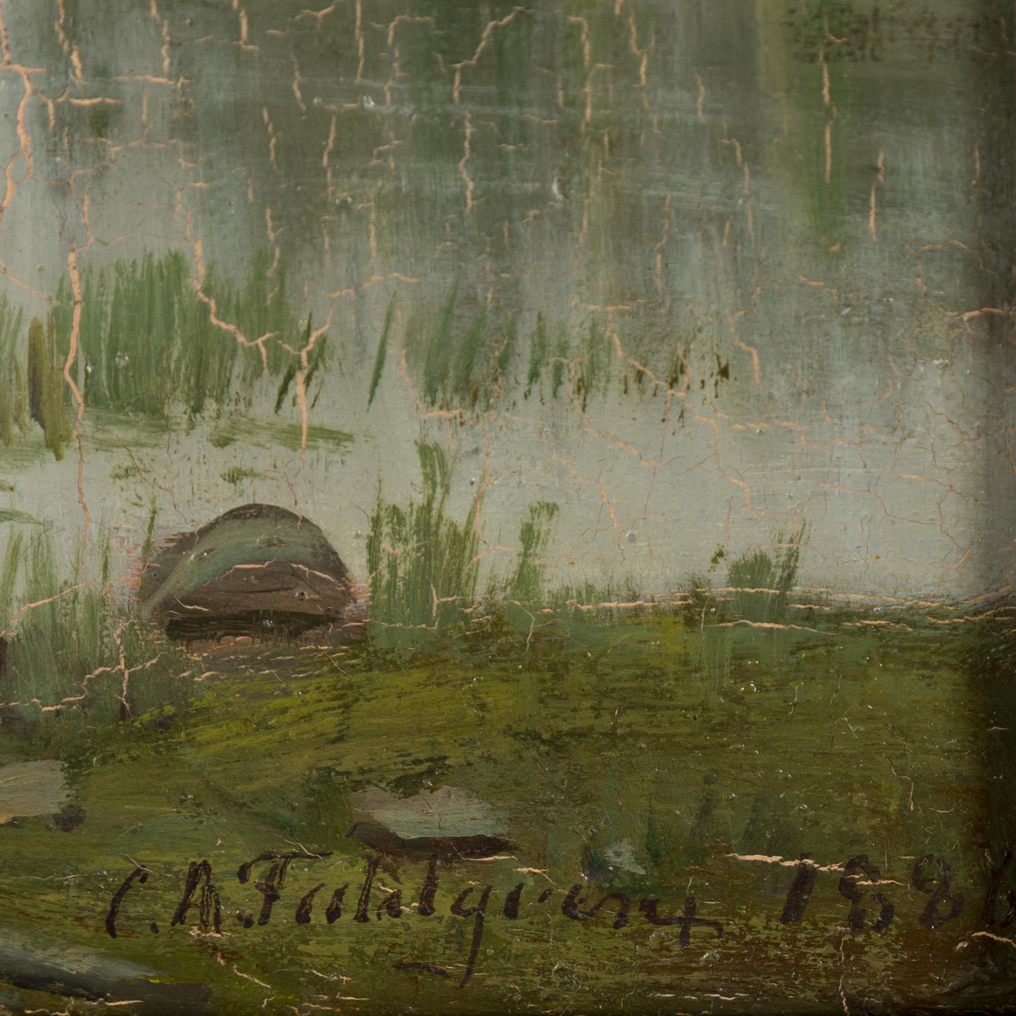 Carl August Fahlgren, olja på papp-pannå, signerad och daterad 1866.