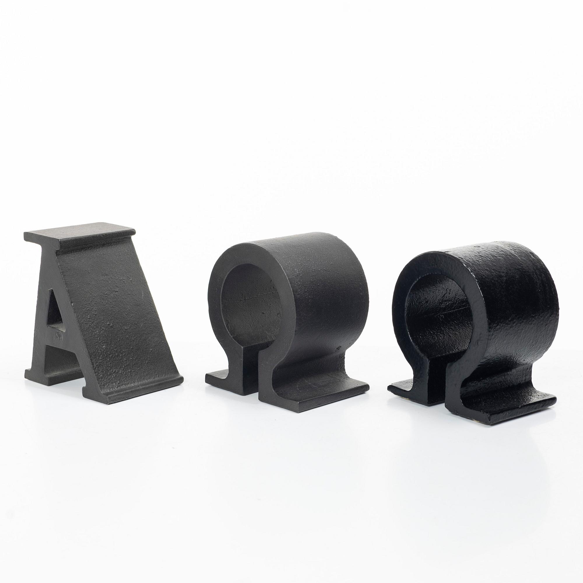 Josef Frank, Bookends, 3 pieces, "Alfa Omega", Firma Svenskt Tenn.