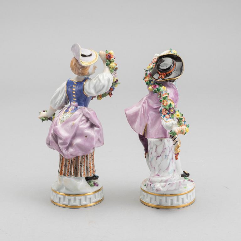 FIGURINER, ett par, Meissen 1900-talets andra hälft porslin.