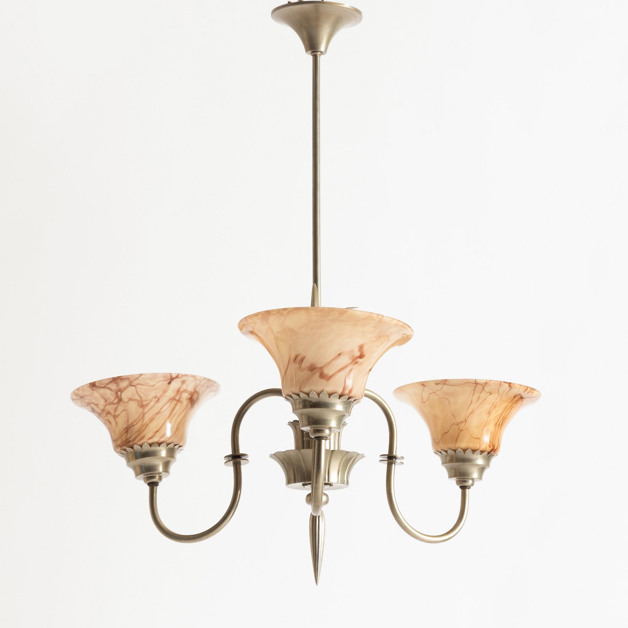 Harald Notini, a ceiling lamp model "6317", Swedish Grace, Arvid Böhlmarks Lampfabrik, Stockholm, 1920s.