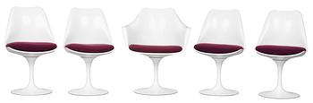 1002. An Eero Saarinen "Tulip" set of 4 chairs and an armchair, Knoll International.