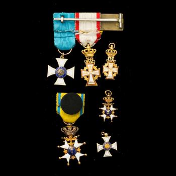 MINIATYRER, Kungliga Dannebrogsorden, svärdsorden samt Kronenorden.