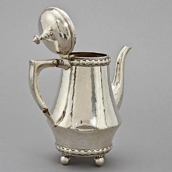 KAFFESERVIS, 4 delar, silver, K Andersson samt C G Hallberg, Stockholm, 1918. Tot vikt 970 g.