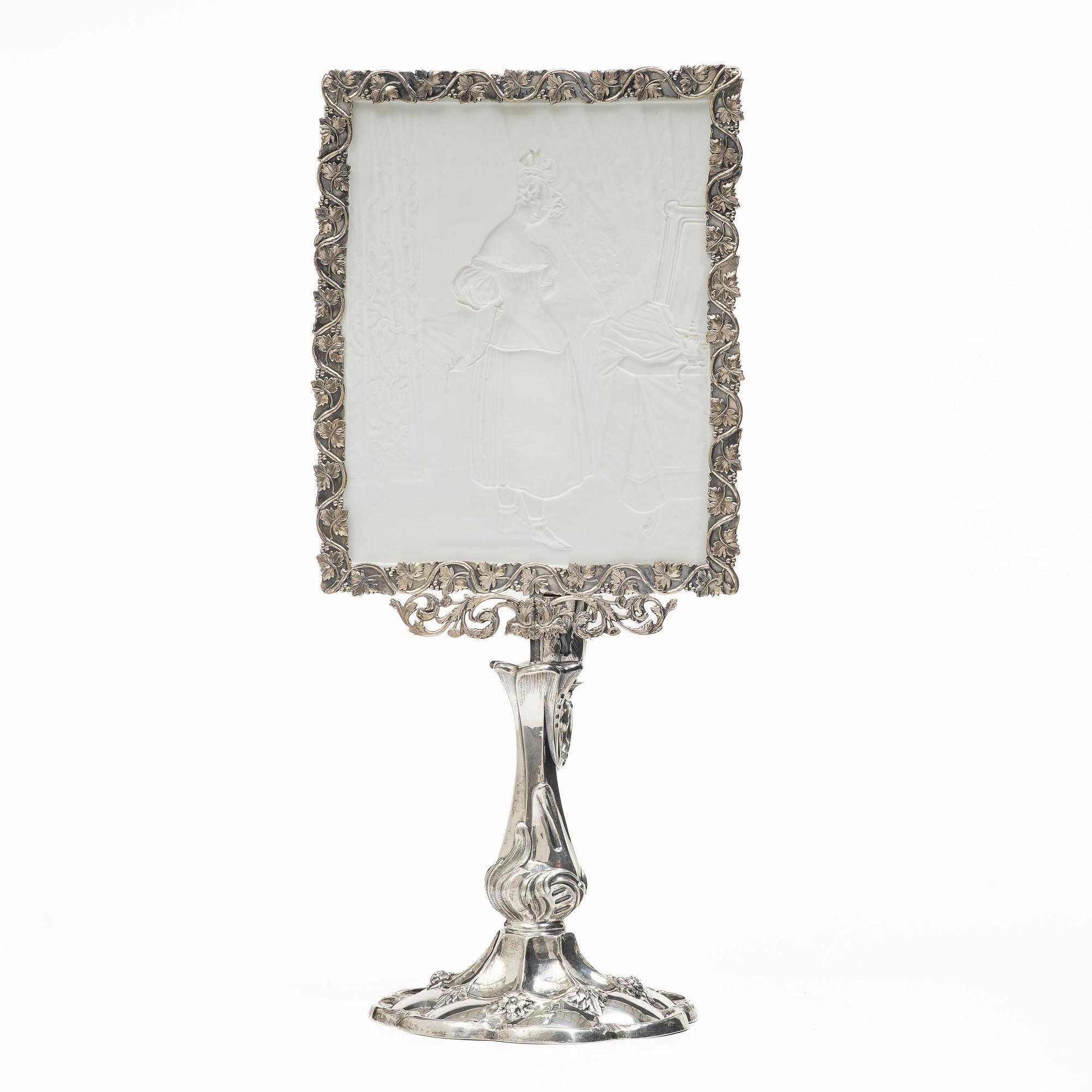 Christian Hammer, a silver liophane-screened reading-candlestick, Stockholm 1864.