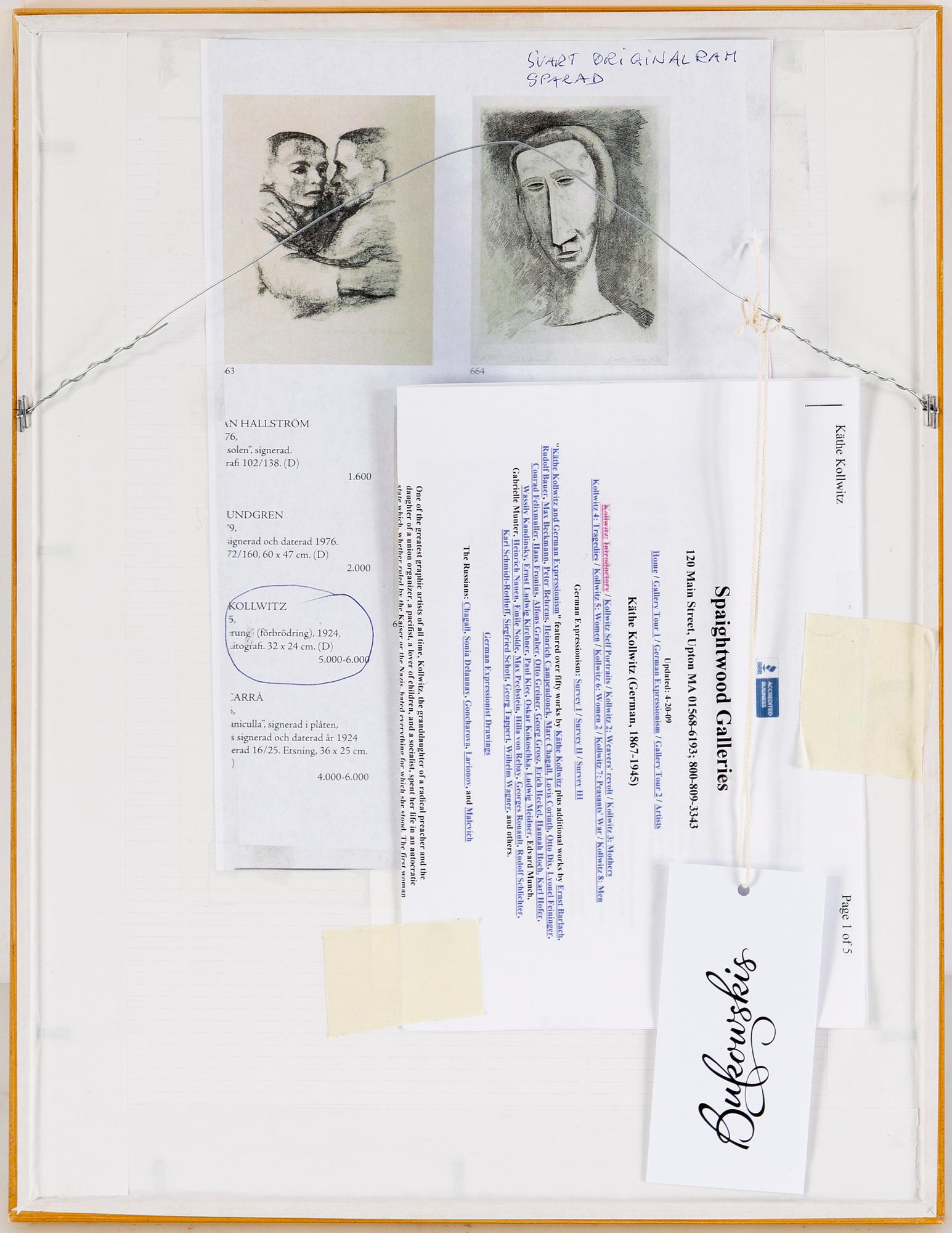 KÄTHE KOLLWITZ, lithograph, signed.