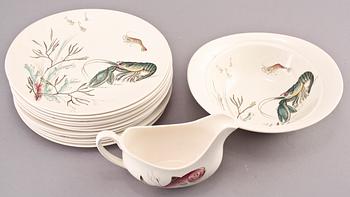 FISKSERVIS, 14 delar, flintgods, Johnson Brothers, 1900-tal.