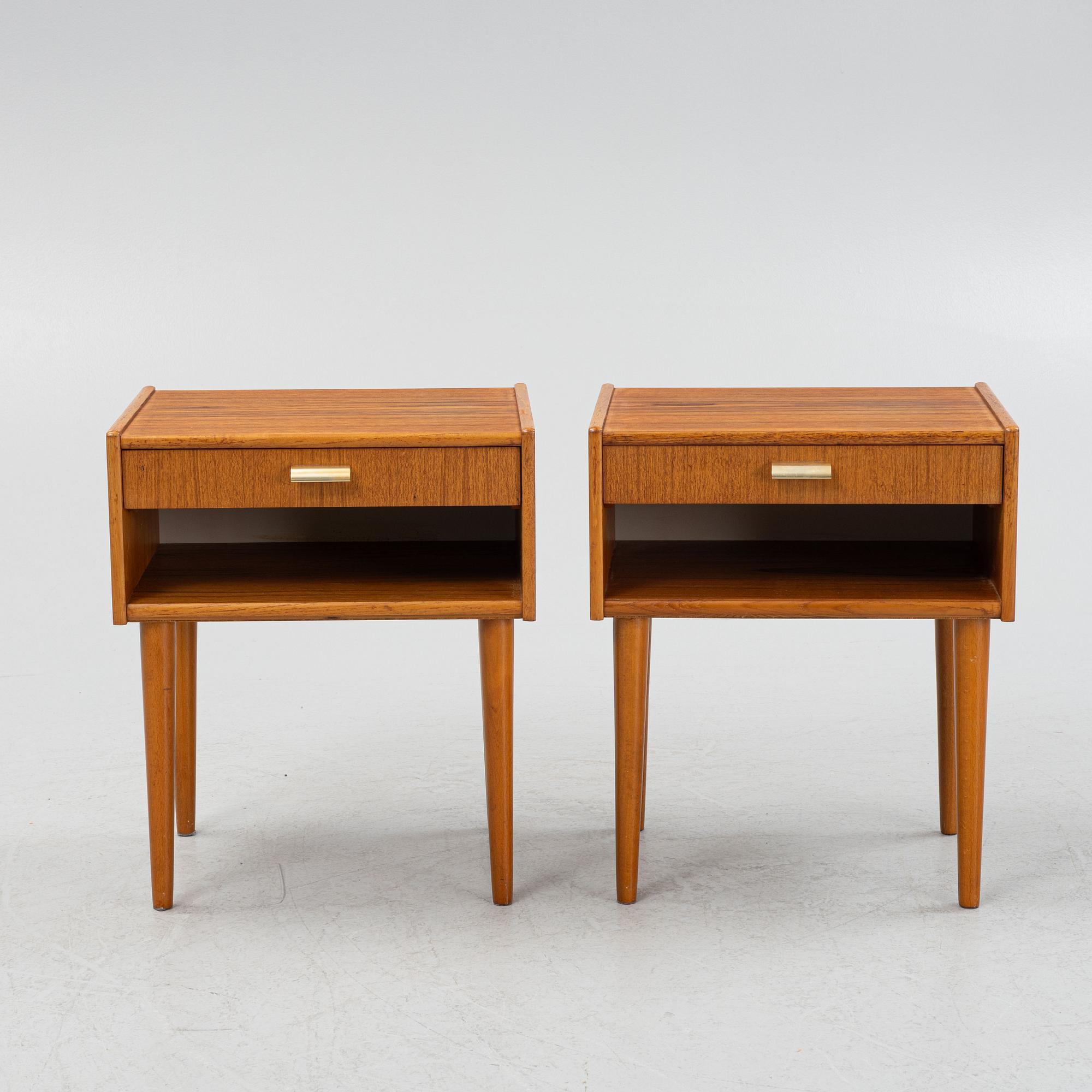 Bedside tables, a pair, mid-20th century.