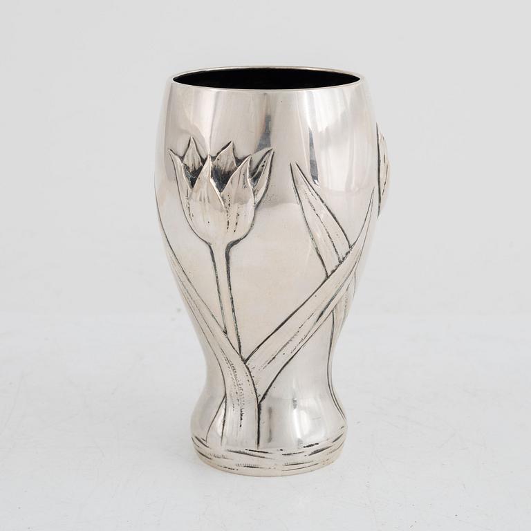 An Art Nouveau silver vase, Copenhagen, 1912.