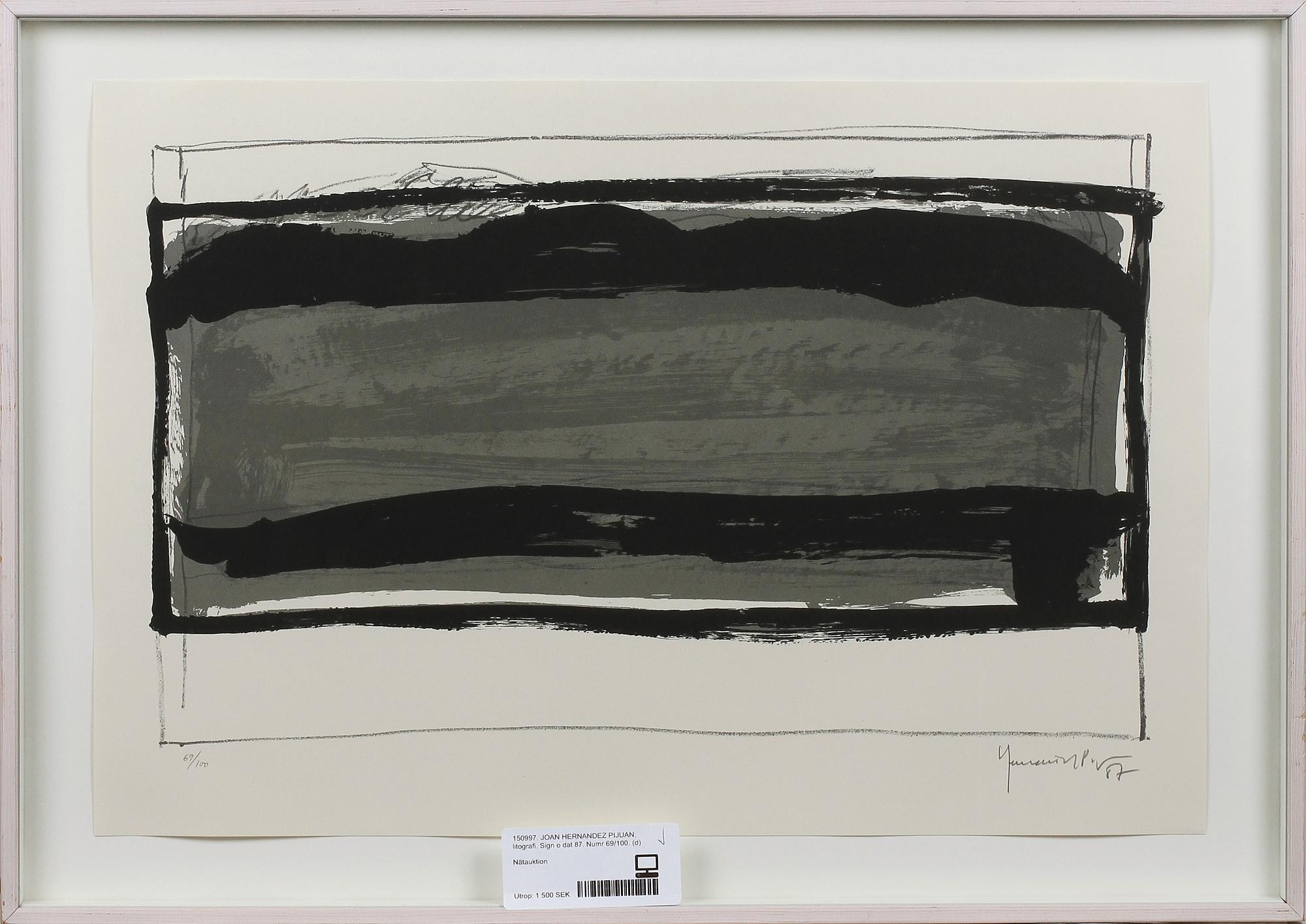 JOAN HERNANDEZ PIJUAN, litografi. Sign o dat 87. Numr 69/100.