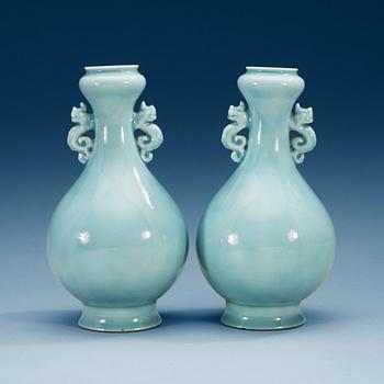 1631. A pair of 'claire de lune' vases, Qing dynasty, 19th Century.
