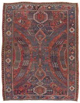 428. A antique 'Dragon' Soumac, East Caucasus, c. 308 x 240 cm.