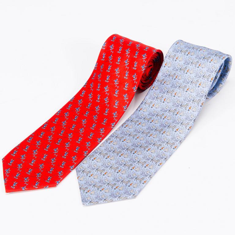 HERMÈS Two Twill Silk Ties.