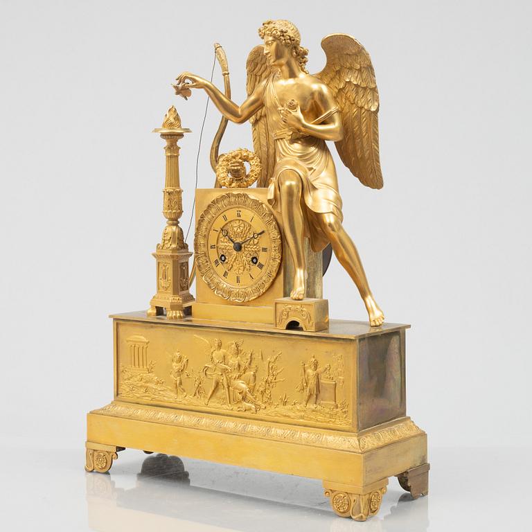 An Empire mantel clock, first half of the 19th century.