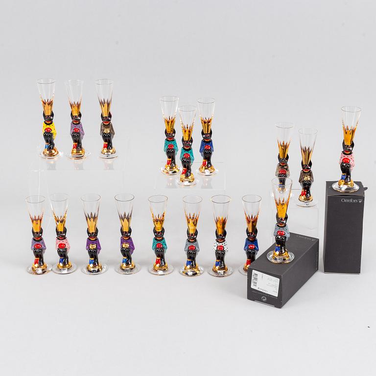 Gunnar Cyrén, 18 'devil glasses' for the Nobel glass service, Orrefors.