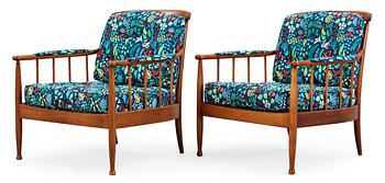 554. A pair of Kerstin Hörlin-Holmquist mahogany armchairs, 'Skrindan', OPE-möbler.