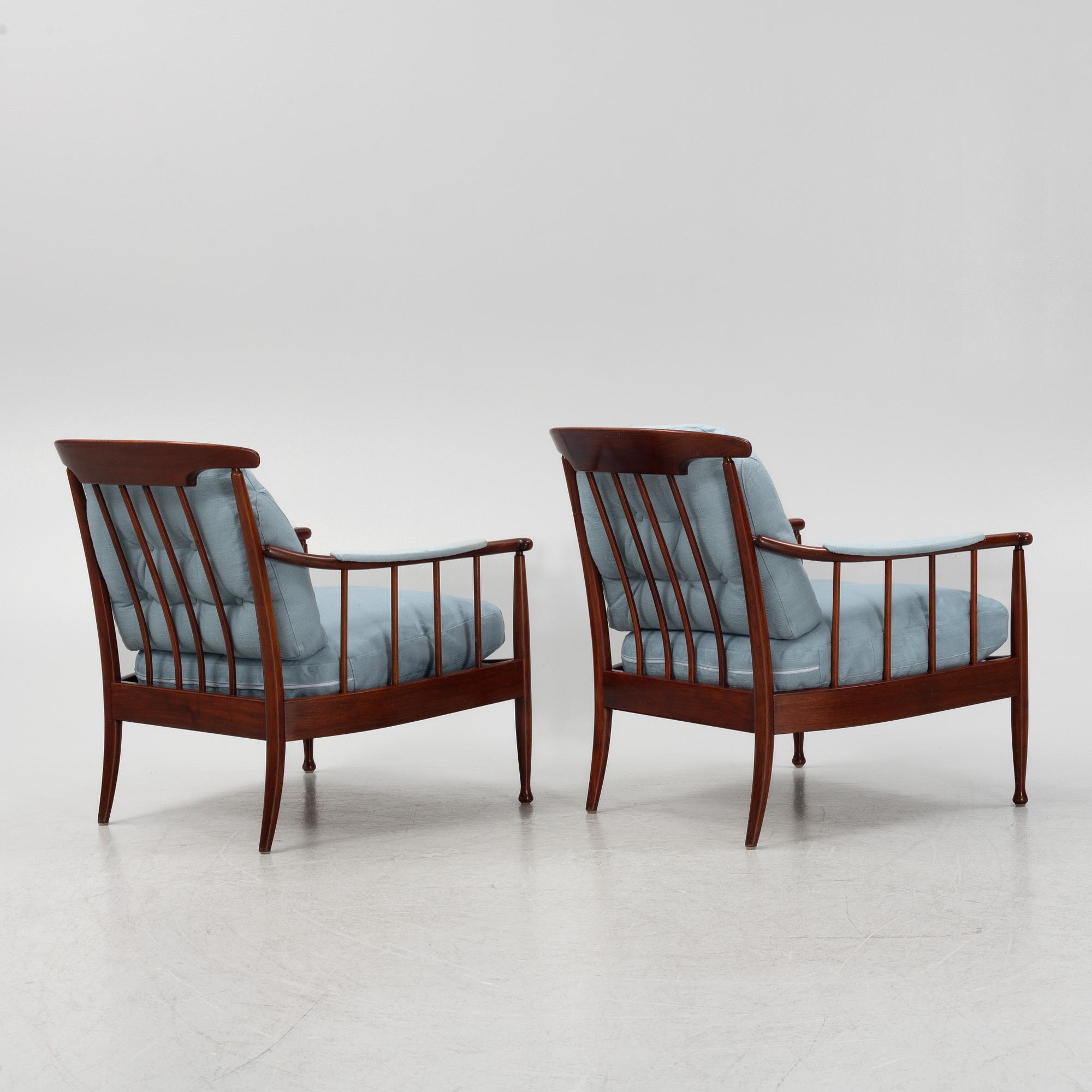 Kerstin Hörlin-Holmqvuist, a pair of 'Skrindan' armchairs, OPE, Sweden, second half of the 20th century.