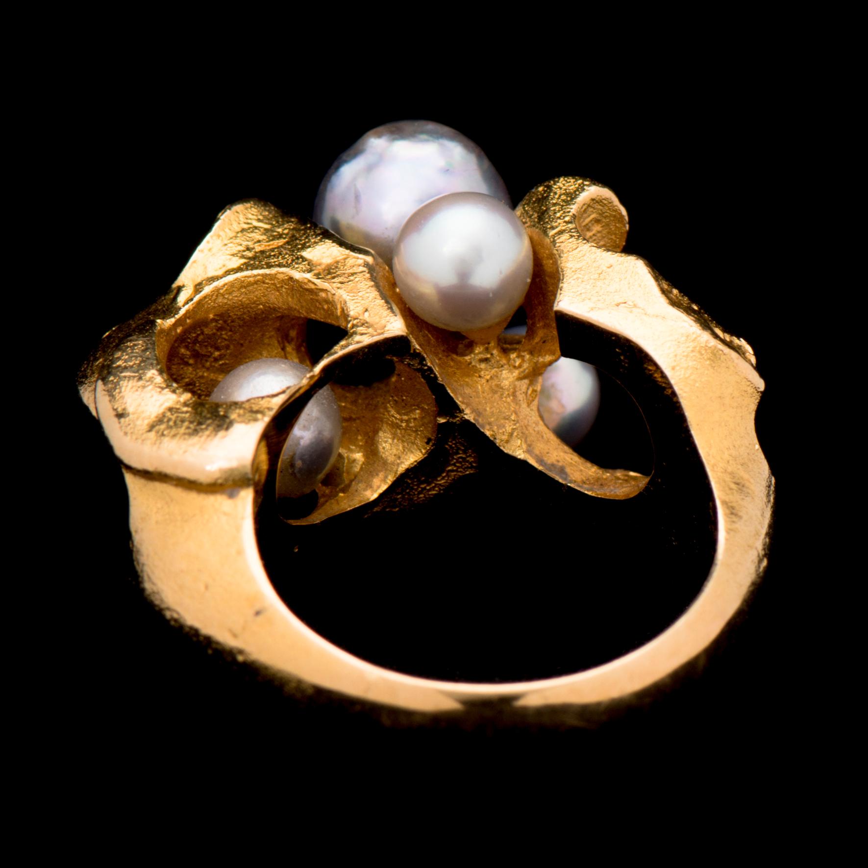 BJÖRN WECKSTRÖM, SORMUS, viljellyt helmet, 18K kultaa. Lapponia 1973.