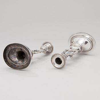 LJUSSTAKAR, ETT PAR, silver, Adolf Zethelius, Stockholm, 1816.
