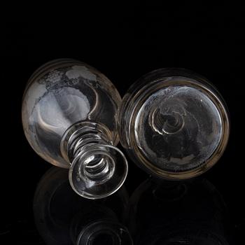 A pair of mid 19th century glass decanters and stoppers.