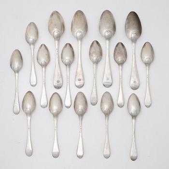 Skedar, 16 st, silver, Sverige, 1700-1800-tal.