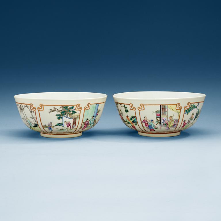 A pair of famille rose bowls, Republic.